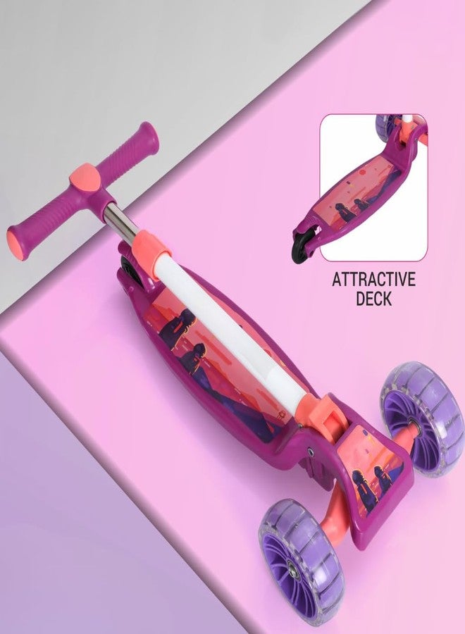 ستوريو سكوتر ستوريو تويستر القابل للطي للأطفال بعجلات مضيئة بتقنية LED | سكوتر بتصميم دراجة تزلج مع مقبض قابل للتعديل وتصميم قابل للطي | لعبة ركوب خفيفة الوزن للأولاد والبنات - بنفسجي - Image 4